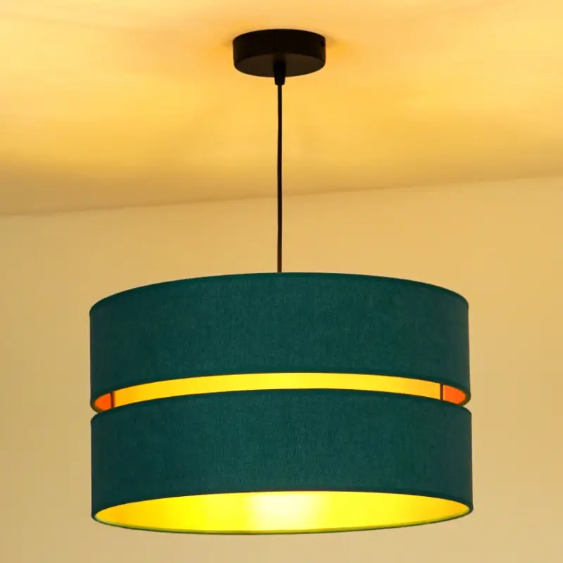 Duolla - Hanglamp aan een koord DUO 1xE27/15W/230V diameter 40 cm turquoise/goud Gecertificeerd