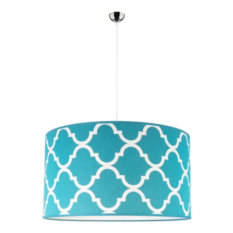 Duolla - Hanglamp aan een koord MAROKO 1xE27/40W/230V diameter 45 cm turquoise/wit Seizoensaanbieding
