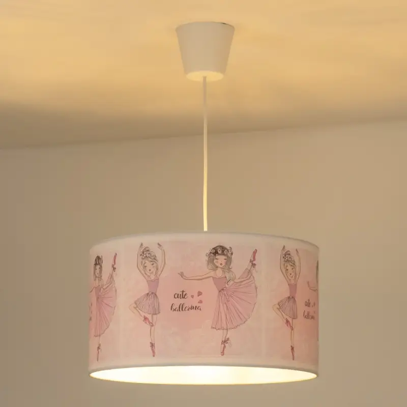 Gratis Retour Duolla - Kinder hanglamp aan een koord PRINT M 1xE27/40W/230V diameter 35 cm ballerina's