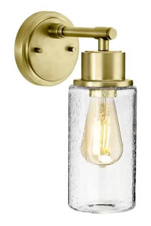 Elstead BATH-MORVAH1-BB - Badkamer Wand Lamp MORVAH 1xE27/60W/230V IP44 goud Actieprijs