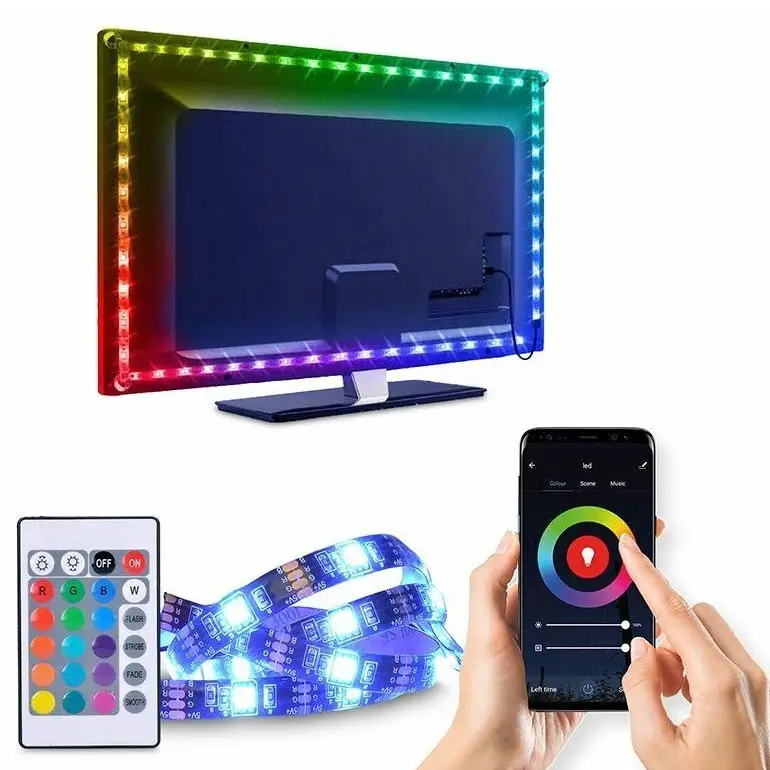 Lage Kosten LED RGB dimbare strip voor TV LED/6W/5V Wi-Fi Tuya + afstandsbediening 0,5m
