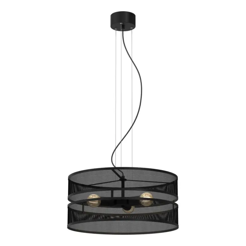 Favoriet Hanglamp aan een koord GLUM 3xE27/60W/230V zwart