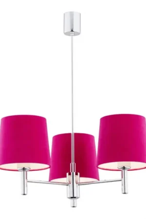 Aanbieding Argon 1382 - Hanglamp aan een paal BOLZANO 3xE27/15W/230V roze/glanzend chroom