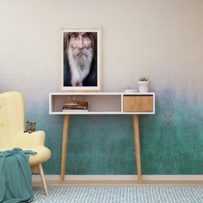 Voordeelprijs Consoletafel KIOGI 94 x 100 cm, wit/beige