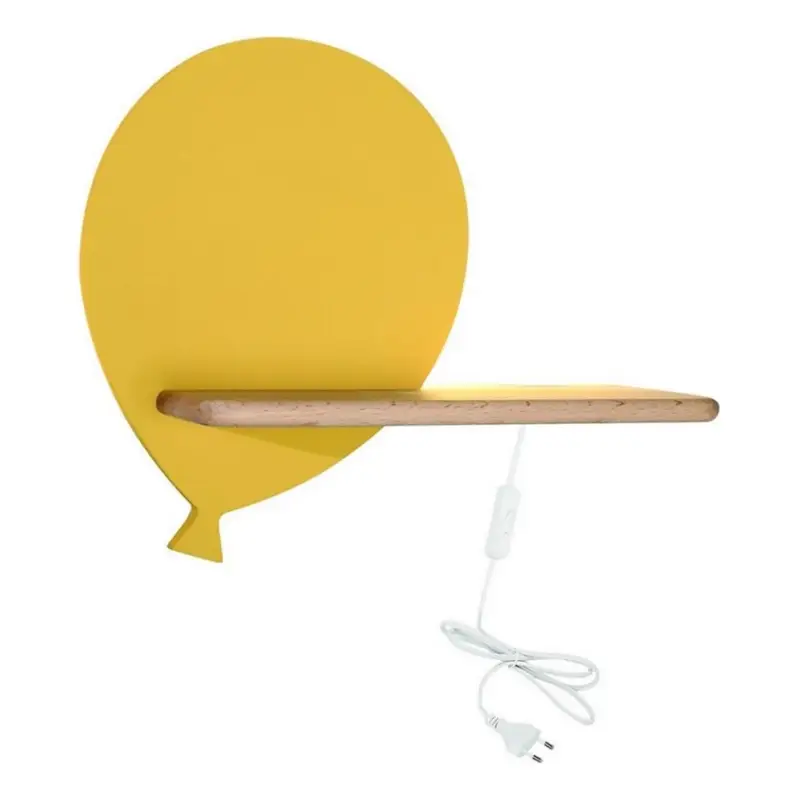 Populair LED Kinderwandlamp met plank BALLOON LED/4W/230V geel/hout,