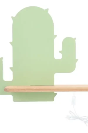 LED Kinderwandlamp met plank CACTUS LED/4W/230V groen/hout, Korting