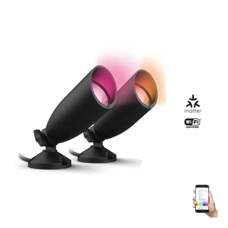 Favoriet WiZ -SET 2x LED RGBW Dimbare buitenlamp SPOT LED/10W/230V 2700-5000K IP65 Wi-Fi