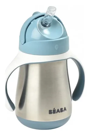 Beaba - Geïsoleerde drinkbeker met rietje 250 ml, blauw Premium