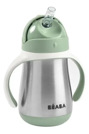 Shop Nu Beaba - Thermisch geïsoleerde drinkbeker met rietje 250 ml groen