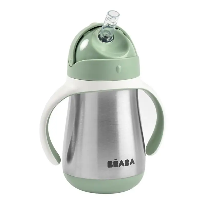 Shop Nu Beaba - Thermisch geïsoleerde drinkbeker met rietje 250 ml groen