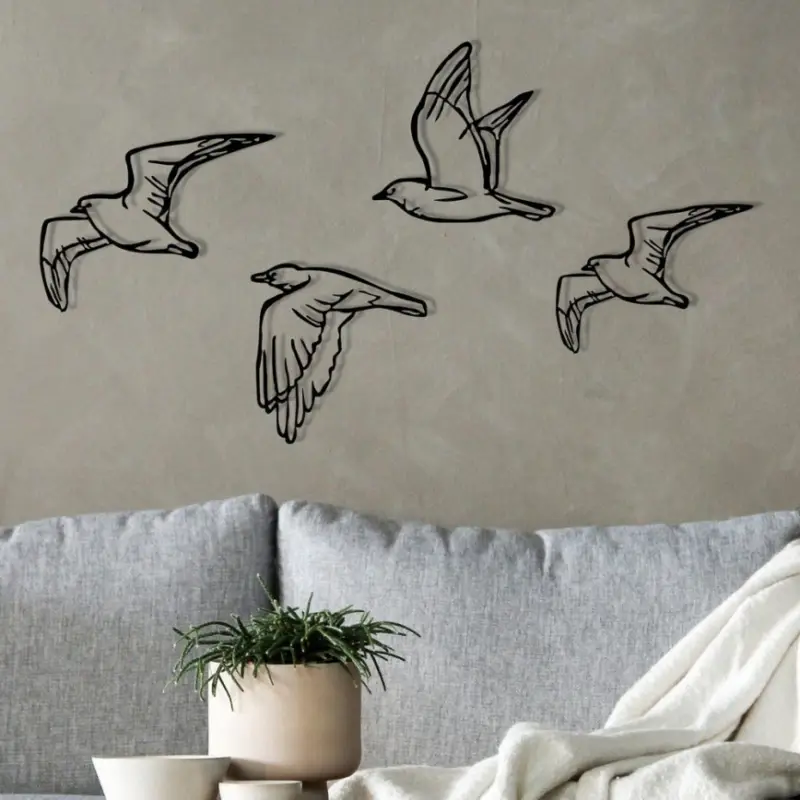 SET 4x Wanddecoratie vogels metaal Bestel Nu