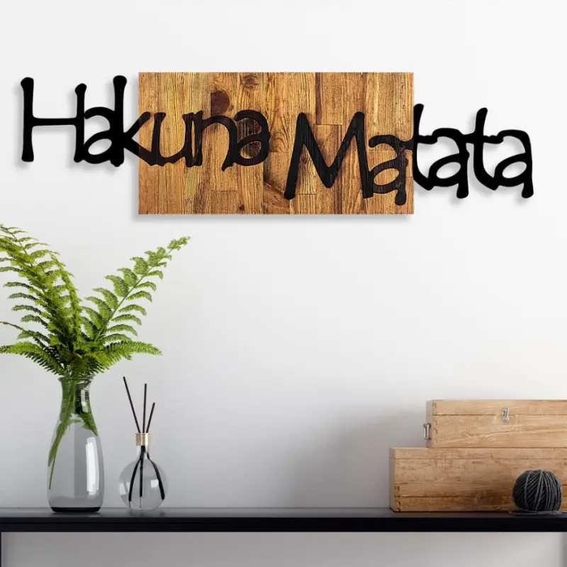 wand decoratie 30x108 cm hout/metaal Gereduceerde Prijs