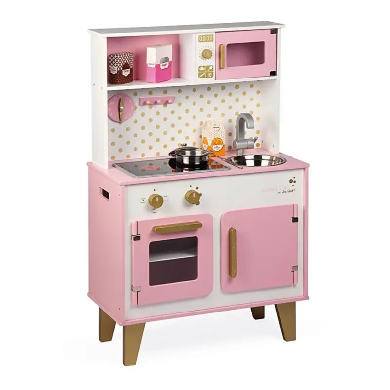 Janod - Houten keukentje met LED kookplaat CANDY CHIC Hoge Kwaliteit
