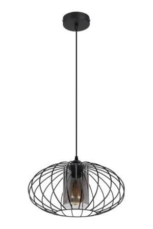 Hanglamp aan een koord CORRINI 1xE27/60W/230V diameter 34 cm zwart/grijs Must-Have