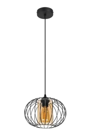 Hanglamp aan een koord CORRINI 1xE27/60W/230V diameter 25 cm zwart/beige Koop Vandaag