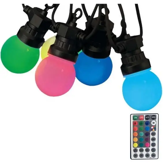 Lage Kosten LED RGB Lichtketting voor buiten STRING 13 m 15xLED/0,5W/230V IP44 + afstandsbediening