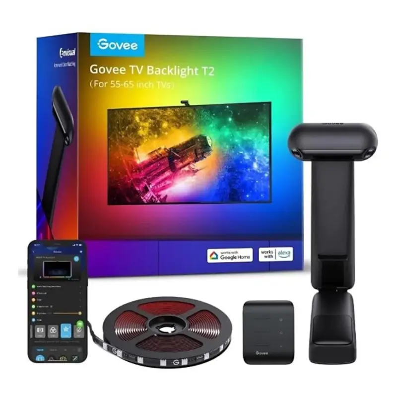 Gecertificeerd Govee - DreamView T2 DUAL TV 55-65" SMART LED achtergrondverlichting RGBIC Wi-Fi + afstandsbediening