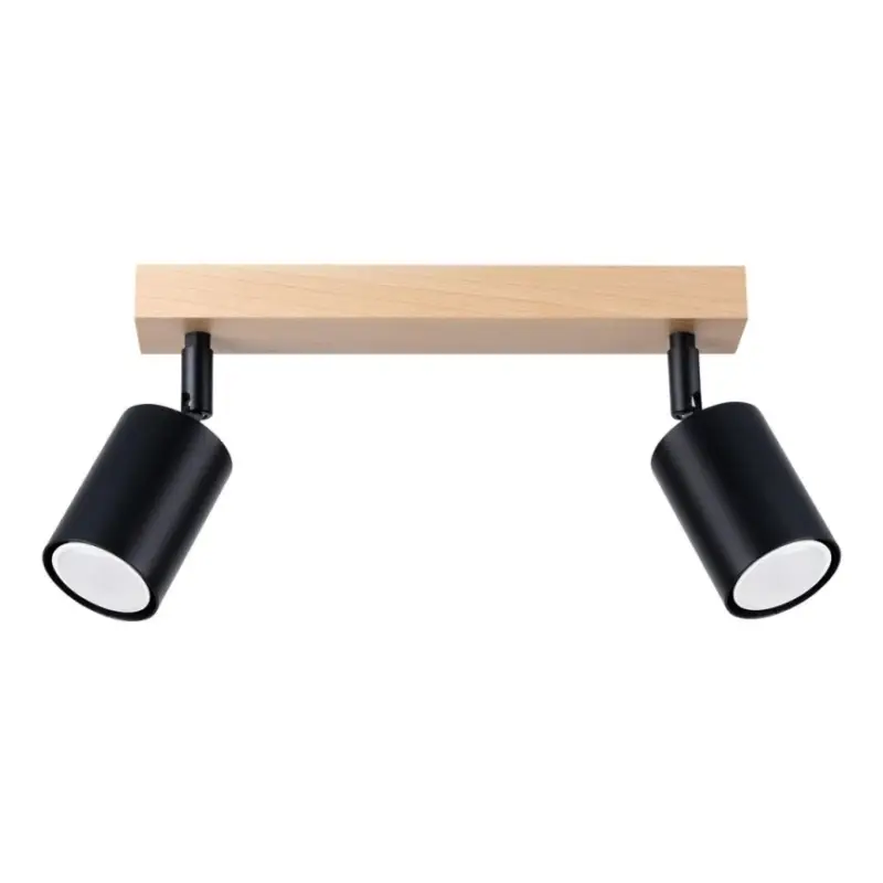 Spot VERDO 2xGU10/10W/230V zwart/beuken Veilige Betaling