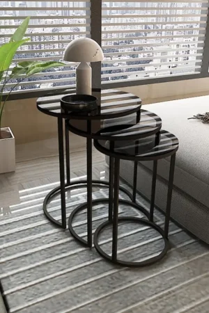 SET 3x Zijtafel ALYA diameter 34/42/50 cm zwart Flitsaanbieding