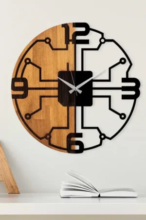 Exclusieve Aanbieding Wand klok d. 56 cm 1xAA hout/metaal