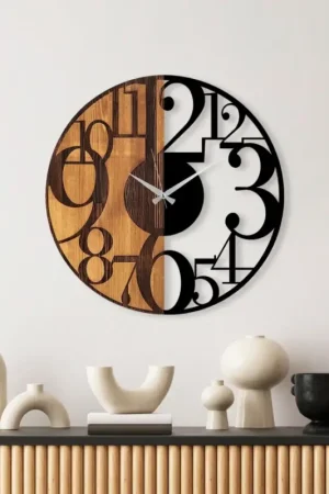 Koopje Wand klok d. 56 cm 1xAA hout/metaal