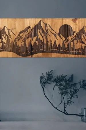 Voordeelprijs wand decoratie 75,5x24,5 cm bergen hout/metaal