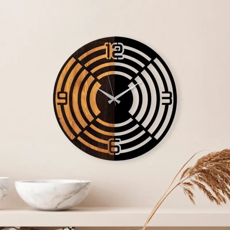 Lage Prijs Wand klok d. 56 cm 1xAA hout/metaal