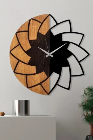 Merkproduct Wand klok d. 56 cm 1xAA hout/metaal