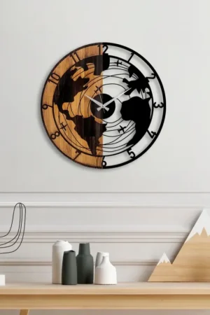 Goedkoop Wand klok diameter 56 cm 1xAA hout/metaal
