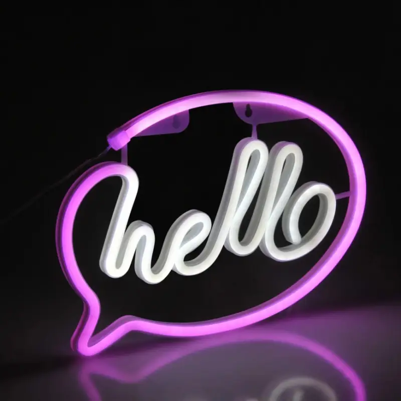 LED Neon-wanddecoratie HELLO LED/3W/3xAA USB roze Seizoensaanbieding