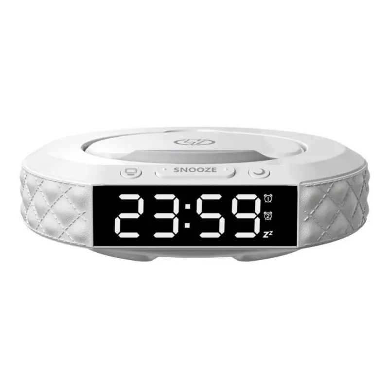 Gecertificeerd Wekker met LCD-display en draadloze Qi-oplader 27W/9V 220 mAh wit