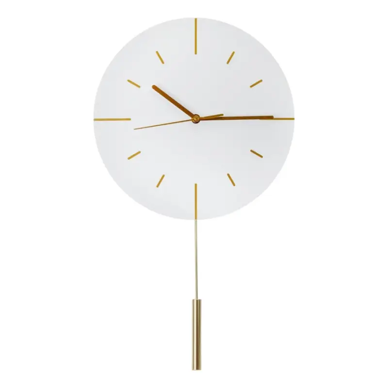 Exclusieve Aanbieding Wandklok met slinger, Ø 30 cm, 1xAA, wit/goud