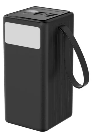 Powerbank 60000 mAh 20W Power Delivery 4x USB-A + 2x USB-C met LED-zaklamp en 1m USB-C-kabel zwart Korting
