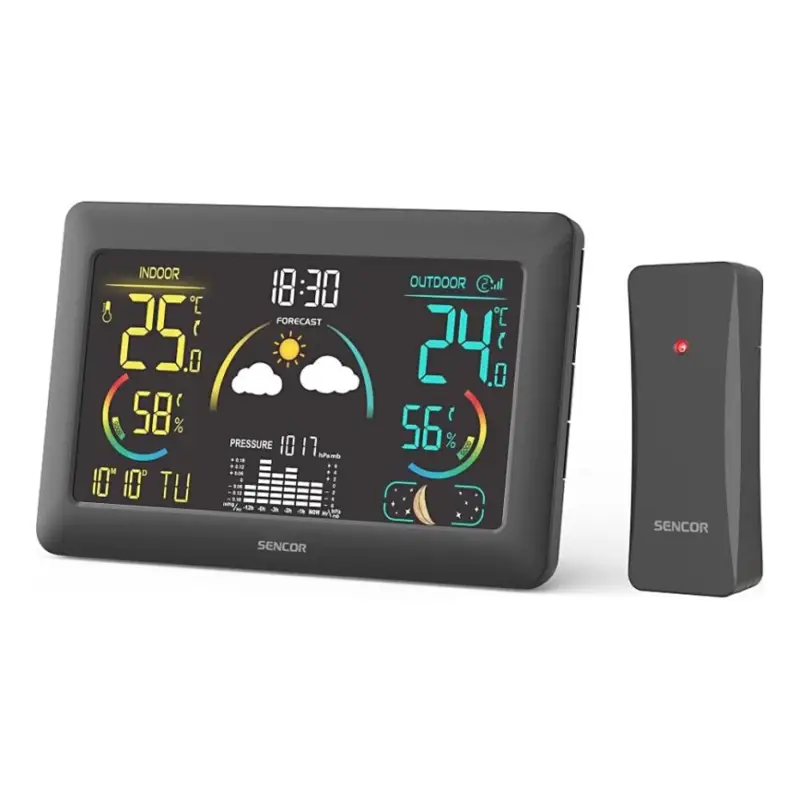 Sencor - Weerstation met kleuren LCD-scherm en wekker 5V 3xAA + 2xAA Weekendaanbieding