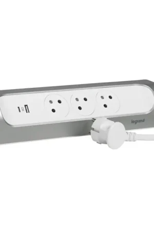 Direct Beschikbaar Legrand 049406 - Verlengsnoer 3-voudig Type E + USB-A + USB-C 1 m zilver/wit