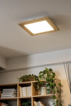 Eglo - LED RGBW dimbaar opbouwpaneel SALOBRENA-C WOOD LED/16W/230V 2700-6500K 34x34 cm bruin + afstandsbediening Shop Nu