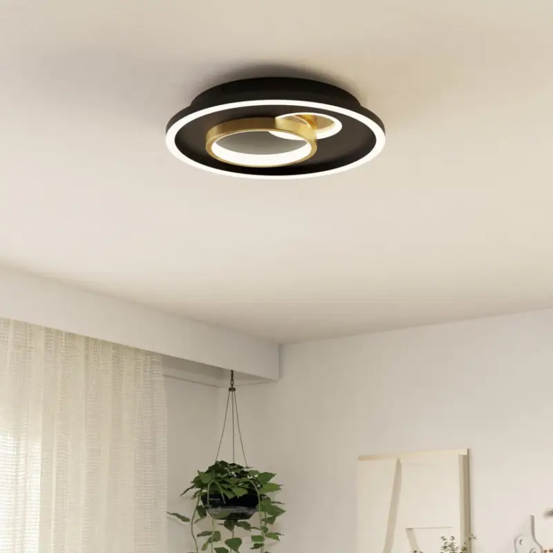 Aanbieding Eglo - LED-plafondlamp LED/14W/230V + LED/8,5W Ø 38 cm zwart/goud