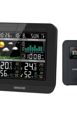 Alleen Vandaag Sencor - Weerstation met kleuren LCD-scherm en wekker 3xAAA + 2x AA zwart
