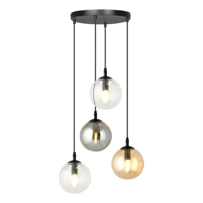 Premium Hanglamp aan een koord COSMO 4xE14/10W/230V diameter 40 cm zwart/grijs/beige/doorzichtig
