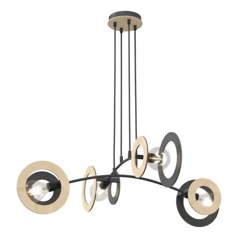Exclusieve Aanbieding Hanglamp aan een koord SKIVA 4xE27/15W/230V zwart/beige