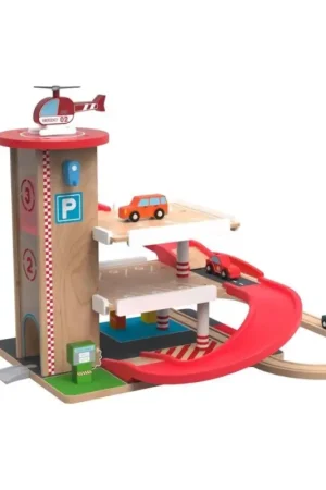 2Kids Toys - Houten garage met treinbaan Dagaanbieding