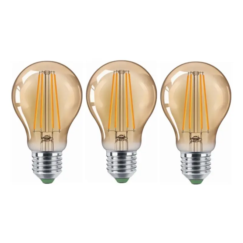 Laatste Kans SET 3x LED Lamp CLASIC AMBER A60 E27/9W/230V 2200K - Brilagi