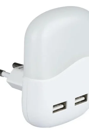 LED Socket nachtlampje met schemersensor 2xUSB LED/0,45W/230V 3000K Uitverkoop