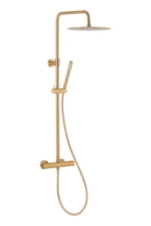 Goedkoop KFA Armatura 5736-920-31 - Douche set met thermostatische kraan MOZA geborsteld goud