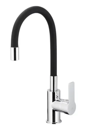 KFA Armatura 6553-915-00 - Kraan voor gootsteen met flexibele arm RUMBA 40,5 cm zwart/glanzend chroom Beperkte Voorraad