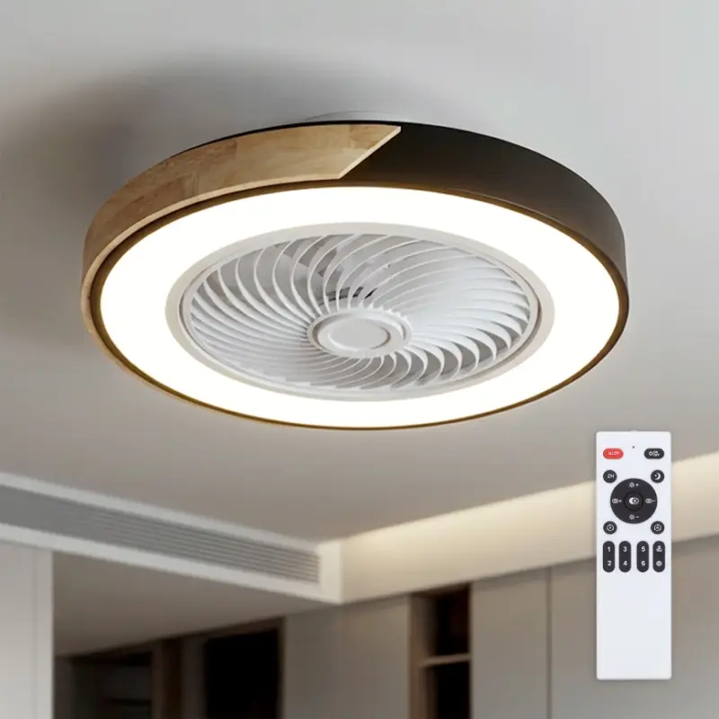 Merkproduct Brilagi - Dimbare LED-plafondlamp met ventilator LED/30W/230V 3000-6500K Ø 50 cm zwart/eiken + afstandsbediening