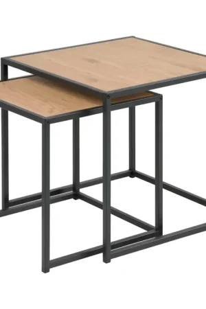 Alleen Vandaag Set van 2 salontafels SARON, eiken/zwart