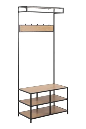 Nieuw Garderobewand SARON eiken/zwart
