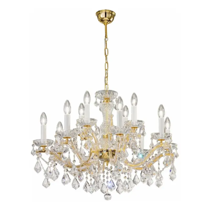 Beperkte Voorraad Kolarz 3149.88+4.3.KoT - Kristallen kroonluchter aan ketting MARIA LOUISE 12xE14/40W/230V 24K goud