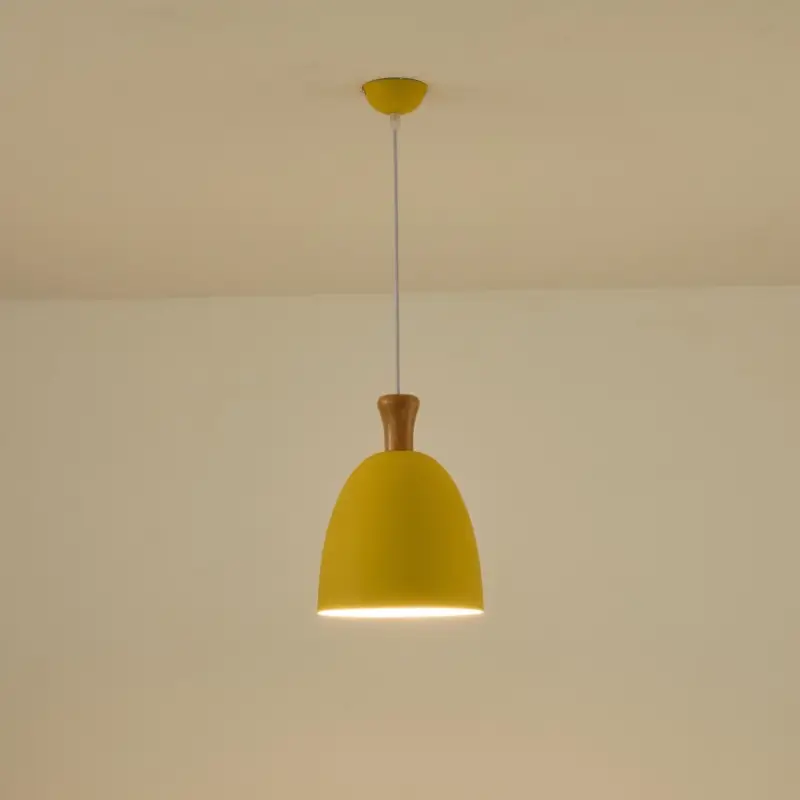 Direct Verzonden Hanglamp aan een koord 1xE27/15W/230V geel diameter 23 cm